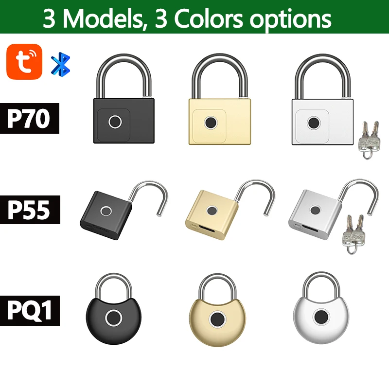 RAYKUBE Tuya BLE Smart Fingerprint Padlock Waterproof USB Charging 0.2sec Unlock Portable Anti-theft Zinc Padlock P70/P55/PQ1