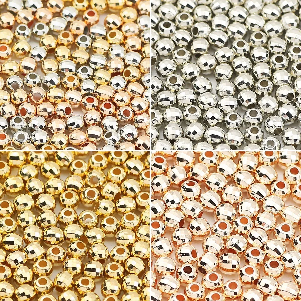 100 ~ 800 sztuk 4mm złoty posrebrzany CCB Earth Spacer luźne koraliki do tworzenia biżuterii DIY bransoletka naszyjniki kolczyki akcesoria — zdjęcie 2