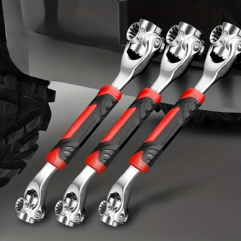 Jeu de clés à douille multifonctions 52 en 1, 1 pièce, poignée antidérapante de 8 à 19mm et conception d'os rotatif, clé universelle