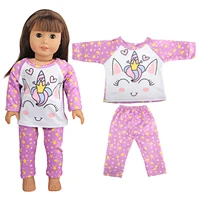 Doll Clothes Pajamas  For 43cm Baby New Born&American 18 Inch Girl Doll Unicorn Shark Cartoon Clothes Suit For Generation Doll 3