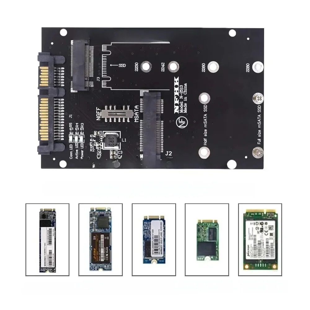 M.2 NGFF Msata SSD do SATA 3.0 2.5 Adapter M2 PCI SSD Converter Riser Card For PC Laptop Add On Card up to 6Gps — zdjęcie 2