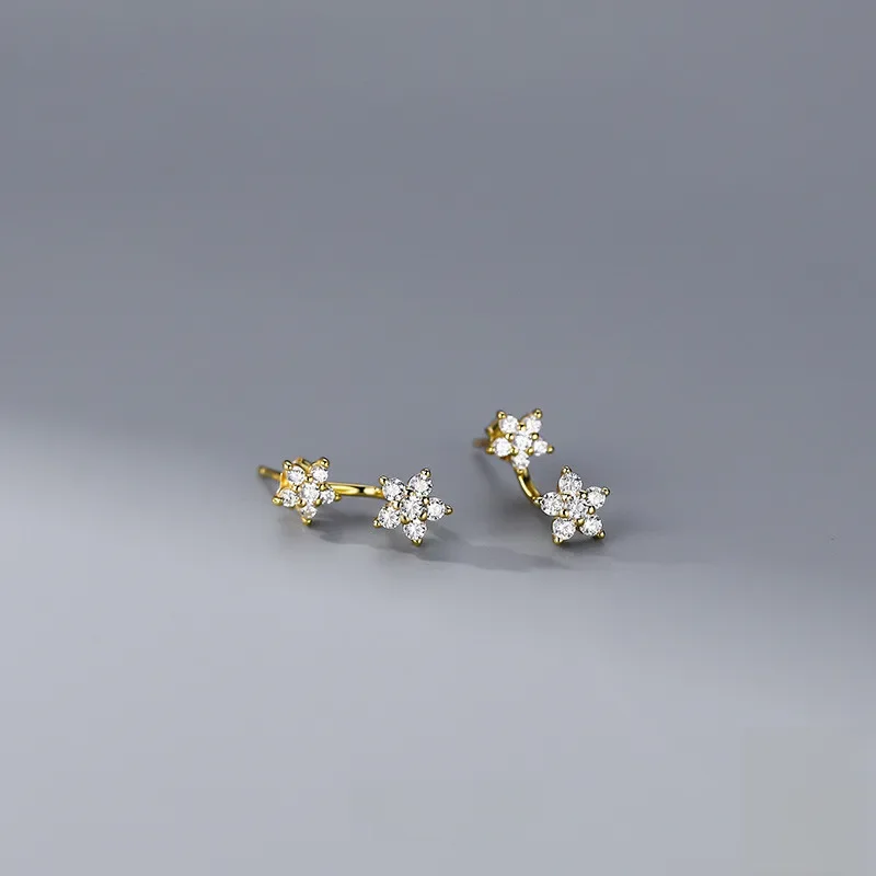 925 Sterling Silver Wykwintne cyrkonie Kwiaty Wiszące kolczyki dla kobiet Biżuteria temperamentu — zdjęcie 2