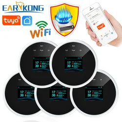 EARYKONG Wifi Sensor de Gas Natural Combustible hogar inteligente Detector de alarma de Gas GLP Sensor de fugas detectores de temperatura Wifi