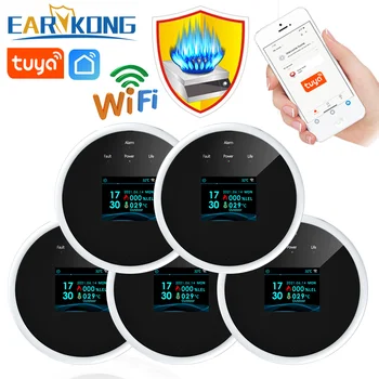 EARYKONG Wifi Erdgas Sensor Brennbaren Haushalt Smart LPG Gas Alarm Detektor Leckage Sensor Wifi Temperatur Detektoren