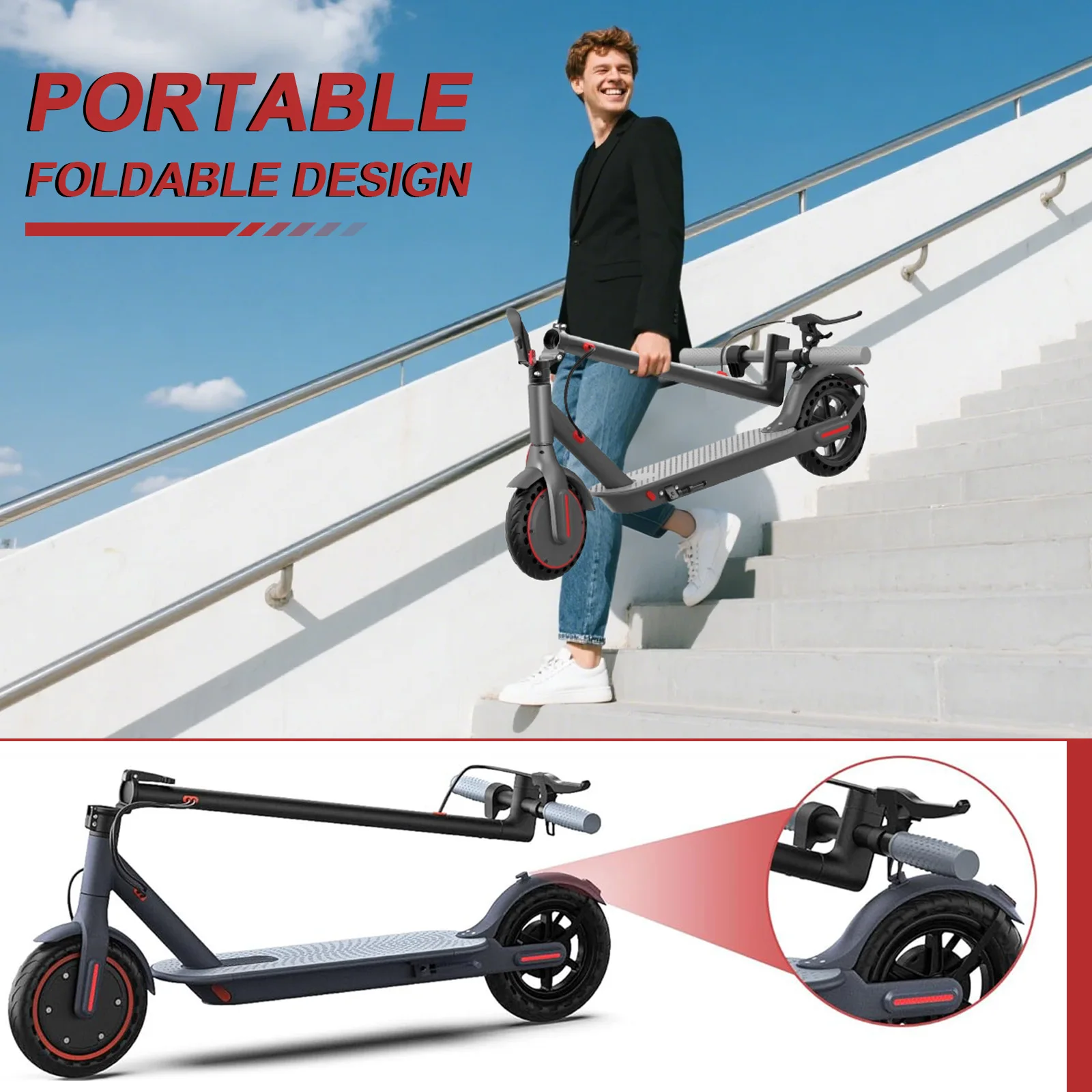 JUICEASE E1 Pro Elektroroller Maximale Steigfähigkeit 15° Peak Power Faltbarer Elektroroller 36V7.8AH 5.2 Chips 25KM Reichweite E-Scooter – Detail 9