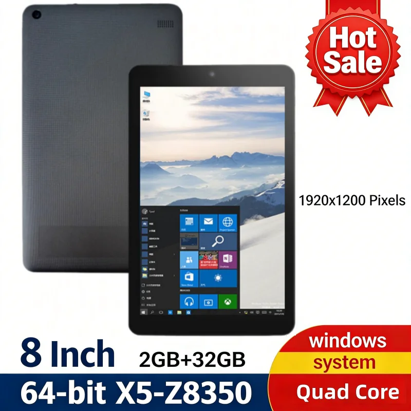 1920X1200 IPS 8-Inch Windows 10 Tablet 64-bit X5-Z8350 CPU 2GB DDR3 RAM 32GB EMMC ROM Quad Core Dual Camera WiFi