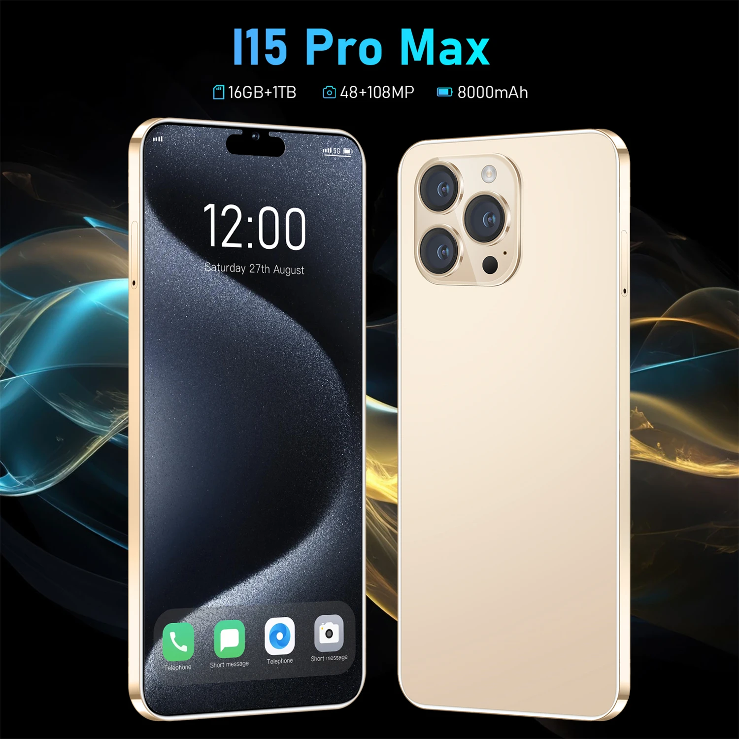 

2025 New Smartphones 16GB+1TB i15 Pro Max Google NFC celulares 7.3-inch HD 8000mAh 5G WiFi Cell Phones 48MP+108MP Mobile Phones