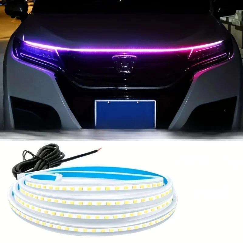 1pc Led Car Hood Lights Seqentuial  Universal Headlight Strip Car Decorative Atmosphere Lamp DRL Auto Daytime Running Lights