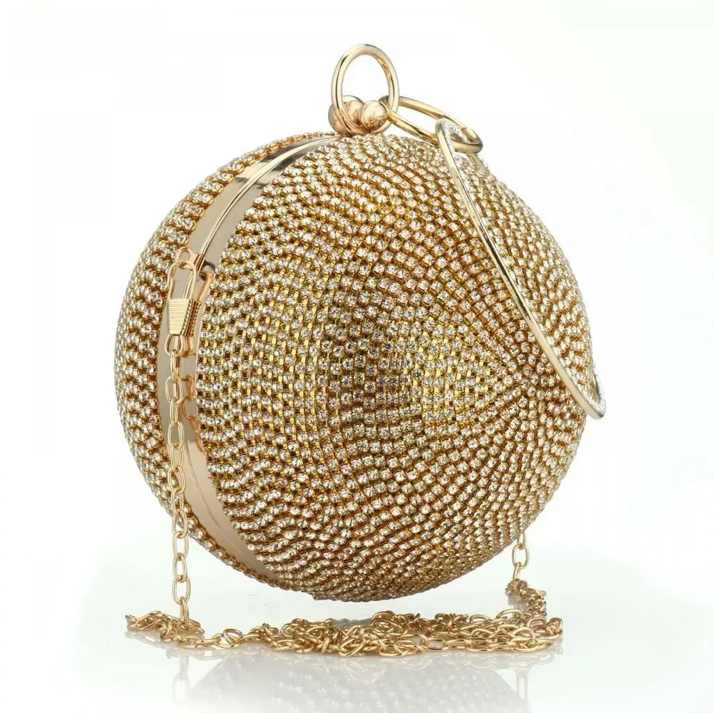 Luksusowa kopertówka torba kobiety torby wieczorowe z Rhinestone wykwintne wesele okrągła kula torba elegancka torebka diamentowe sprzęgła — zdjęcie 2