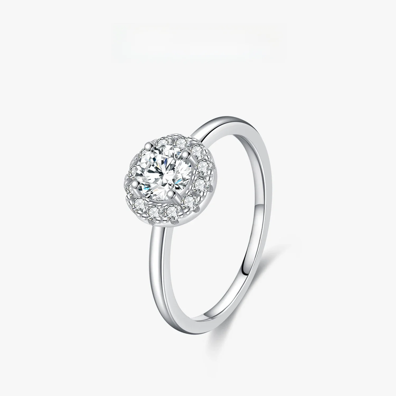 MODIAN 0.5CT D kolor VVS1 okrągły pierścionek Moissanite 925 srebro pierścionki wykwintna biżuteria ślubna dla kobiet prezent na rocznicę — zdjęcie 2
