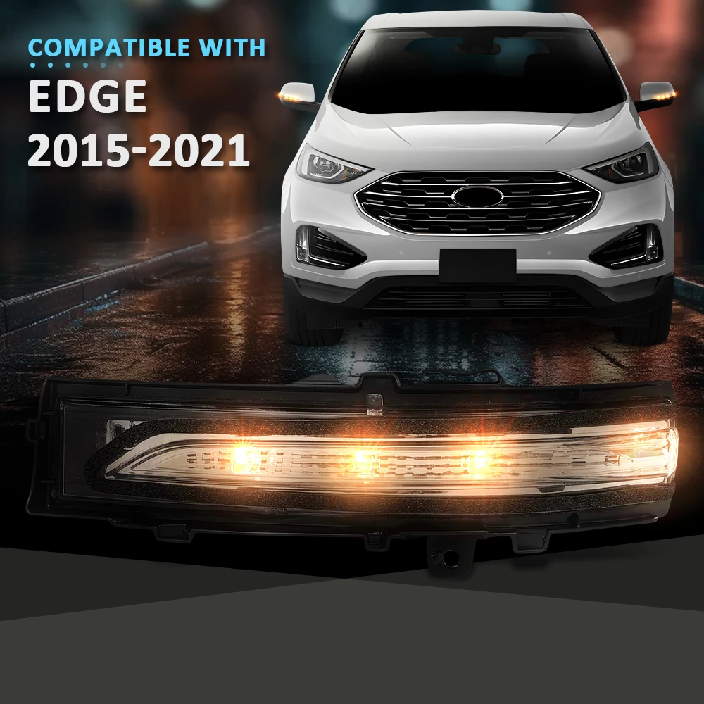 

Mirror Mounted Turn Signal Led Light Driver Side Fit for 2015-21 Ford Edge 2.0L Waterproof Snowproof Dustproof Car Accessories