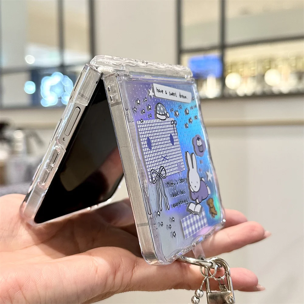 Urocze etui na telefon z motywem słonia, króliczka Miffy, do Samsung Galaxy Z Flip6 7 FE Flip5 z osłonką na zawias, kawaii etui z misiem do zflip7 Funda — zdjęcie produktu 5