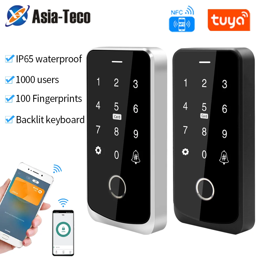 

IP67 Waterproof Bluetooth Tuya App NFC RFID 13.56Mhz IC M1 Access Control Keypad Biometric Fingerprint Touch Access Controler