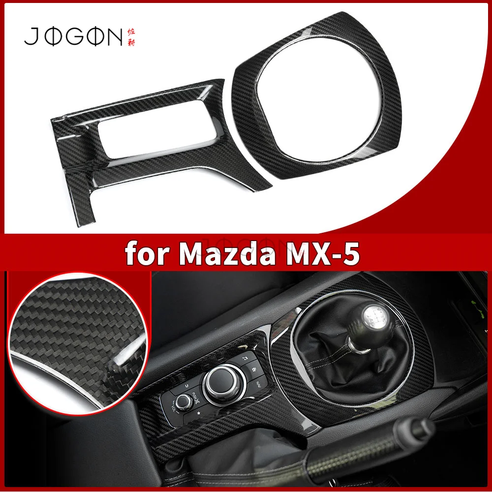 

Pre-preg Dry Carbon AT MT Gear Shift Panel Cover Console Multimedia Switch Button Cover For Mazda MX-5 Miata MX5 RF Miata 2016+