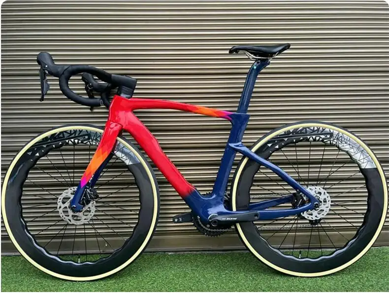 Custom paint blue red bicycle carbon frameset bottom bracket bsa disc bicycle frame+handlebar+seatpost made in china