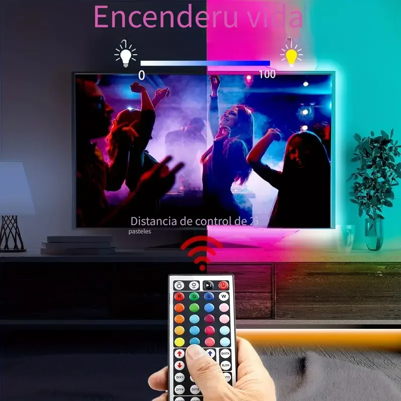 装飾用リモコン付きLEDストリップライト,RGB, 5050色変更ライト,rgb,10m, 20m, 24キー,Bluetooth,テレビ用