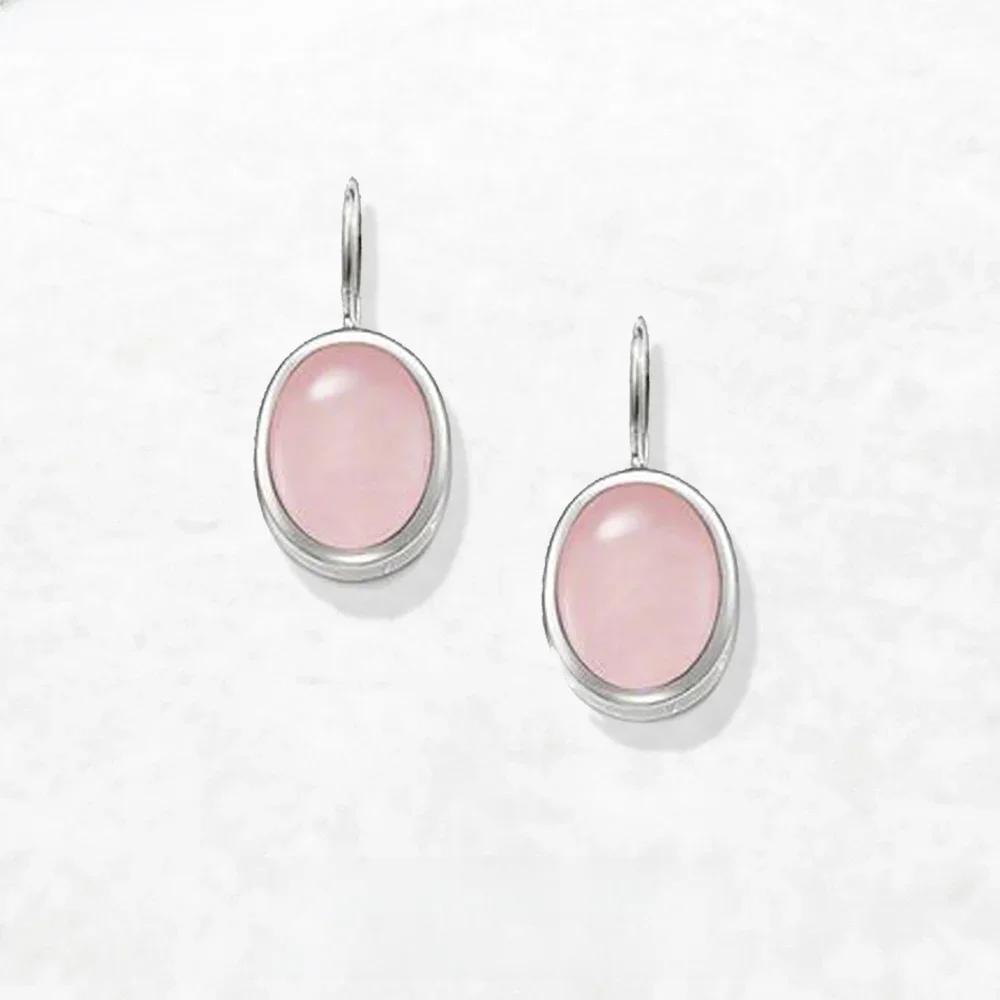 Owalne kolczyki wiszące ze srebra próby 925, europejski styl Gram Fine Jewelry dla kobiet prezent — zdjęcie 2