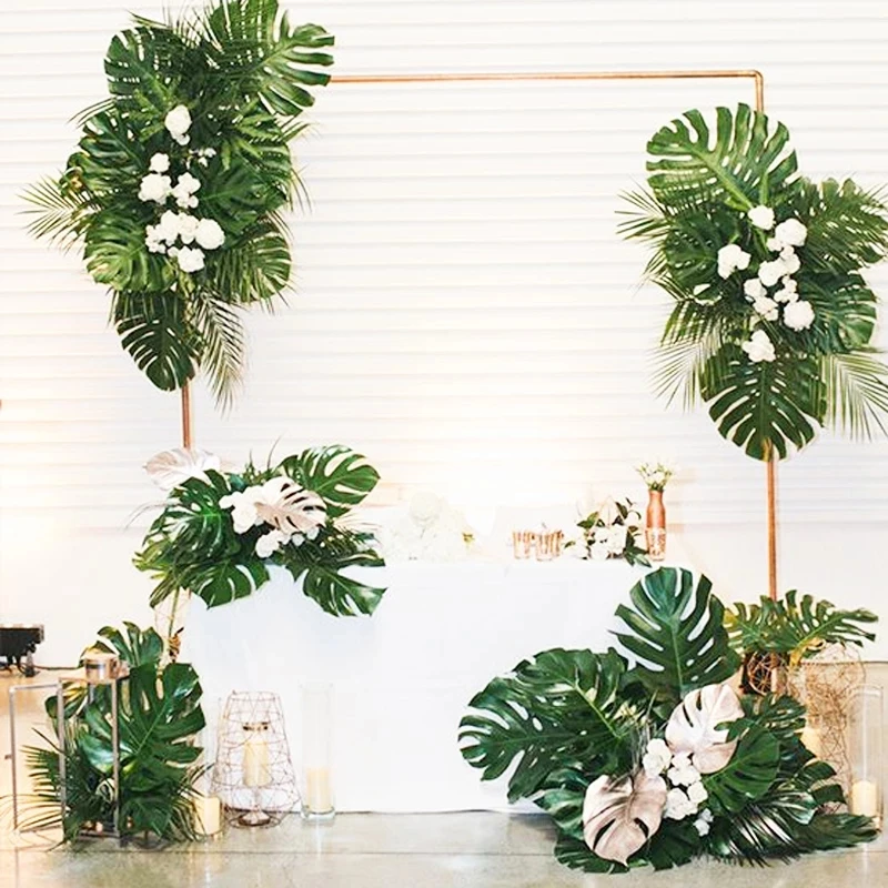 Tropical Palm Leaves Artificial Plants Summer Wedding Hawaiian Theme Party Decor Fake Plant Safari Jungle Home Garden Decoration