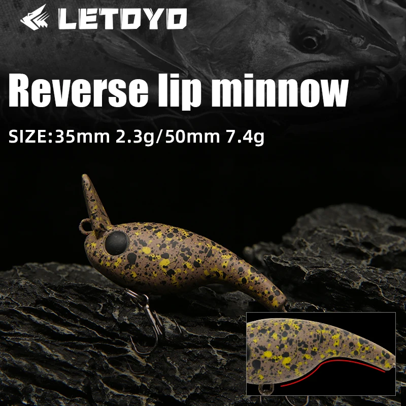 LETOYO 2.3g 7.4g Reverse Lip Minnow Micro Minnow Lure Mini Crankbait Slow Sinking Artificial Hard Bait Trout Bass Fishing Lure