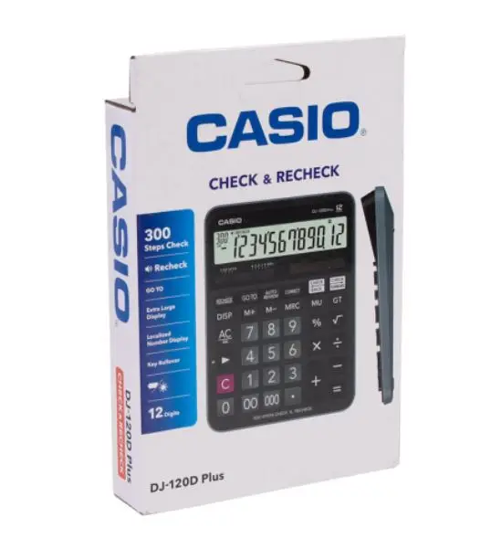 Casio DJ-120D Plus 12 Digit Desktop Calculator Battery Solar Calculator Big Buttons Financial Business Accounting Tool School St