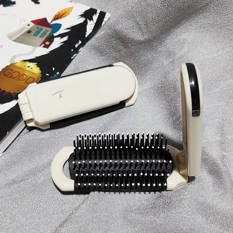 Mini brosse à cheveux pliante, peigne de Massage de la tête, antistatique, Portable, brosse à cheveux de voyage, peignes pour filles avec miroir