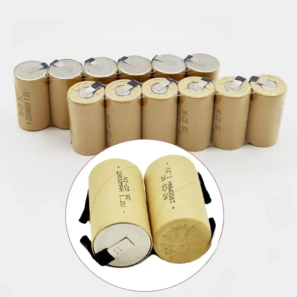 SC Batterijen 2-20 stuks Schroevendraaier Elektrische Boor 1.2V 2200mA h/2800mAh SubC Ni-Cd Oplaadbare Batterij - afbeelding 2