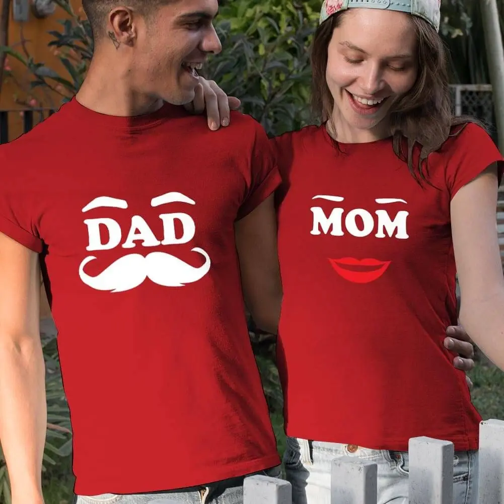 Unisex Mom and Dad Matching T-Shirts - Stylish Parental Tee Set- Valentine's Day Gift- T-shirts for Couples