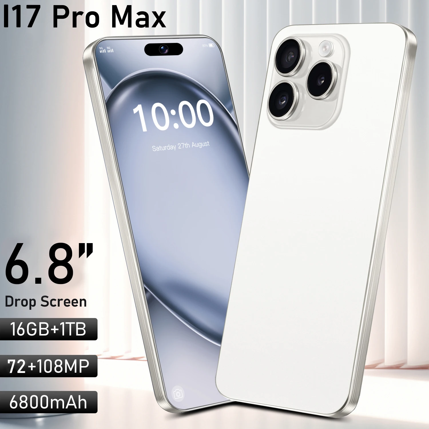 

New i17 Pro Max Original Intelligent 5g Dual Card Android14 System Global Version 6800mah Battery Facial Recognition
