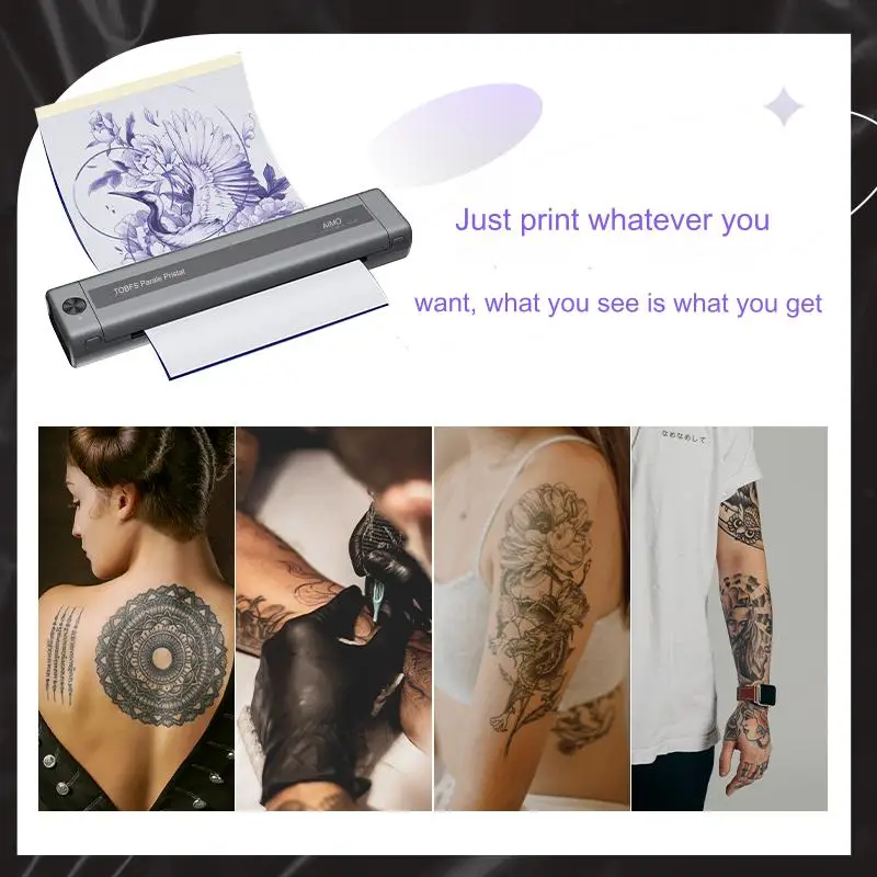 Wireless Tattoo Stencil Printer Bluetooth Thermal Transfer Machine No Ink Portable Compact Tattoo Printer for Travel and Studio