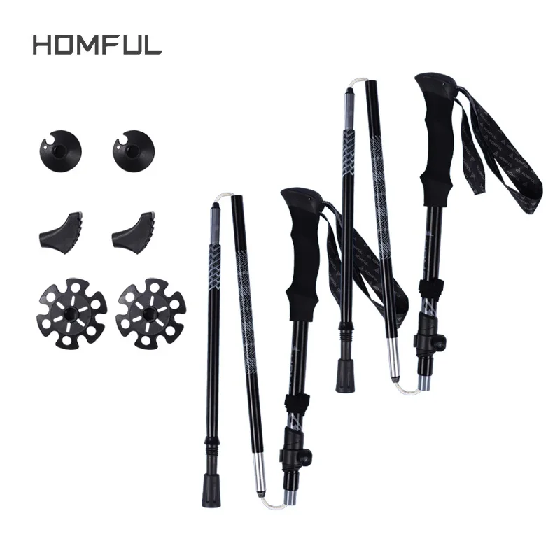 

Homful New Nordic Telescopic Trekking Poles walking sticks Alpenstock 7075 Aluminum Ultralight Adjustable with quick lock