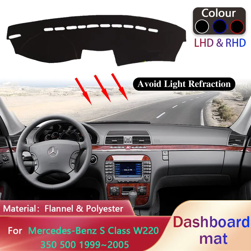 

Dashboard Pad for Mercedes-Benz S Class W220 350 500 1999~2005 Liner Anti-Slip Mat Sunshade Dashmat Carpet Rug Cover Accessories