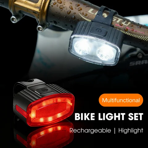 Bike Light Bicycle Lamp Front/Rear Light Bicycle Lighting LED Flashlight for Bicycle Rechargeable Lamp Mountain Bike Accessories