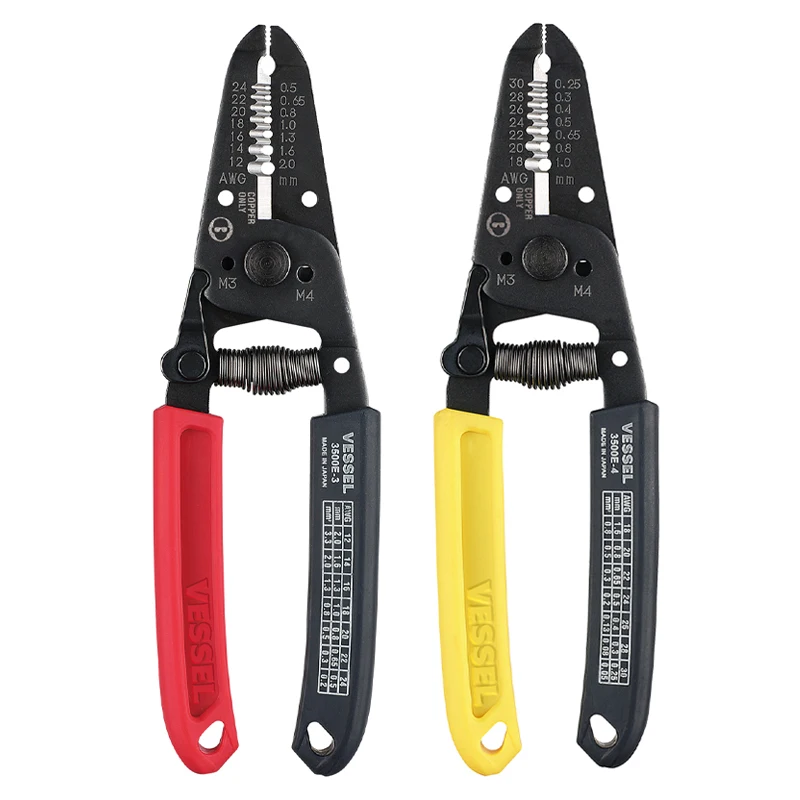 VESSEL 3500E Series Electrician Stripping Plier Muti-Puopose Wire Stripper with Manual Thread Cutter for Solid Wire Hand Tools