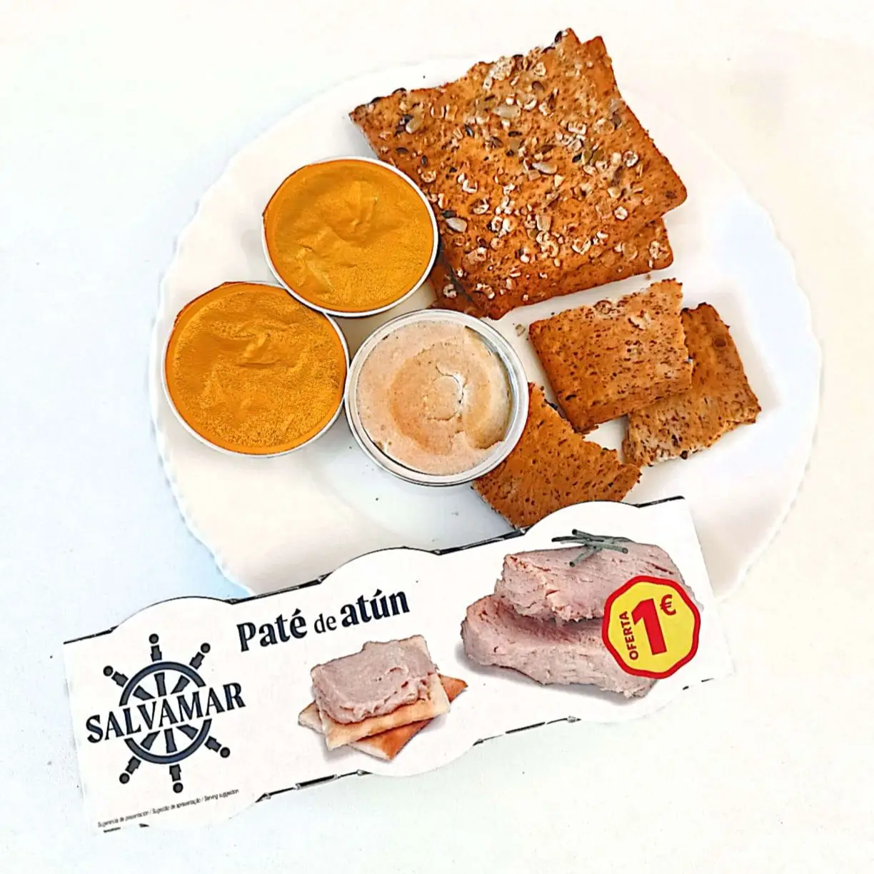 Paté de Atún Salvamar- Delicioso paté en monodosis con auténtico sabor a Atún - Cada estuche contiene 3 monodosis de 23gr cada una - La caja
