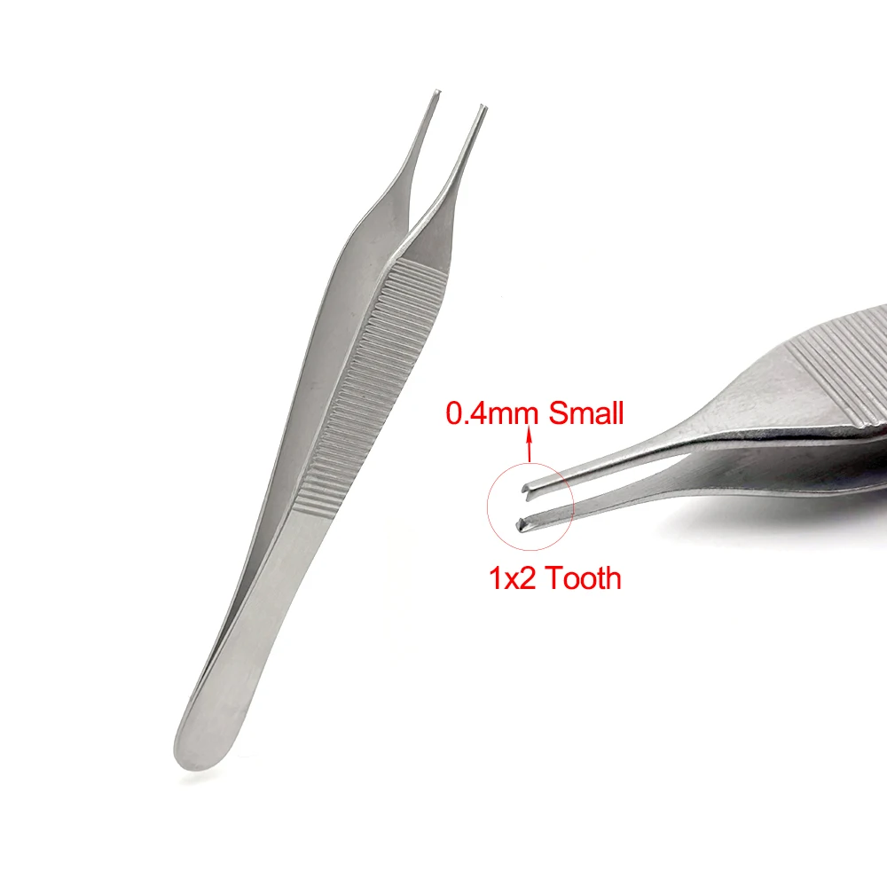 Dental Extraction Forceps Tissue Tweezer 1x2 Stainless Steel for Wound Dressing Endodontic Use and Home Care