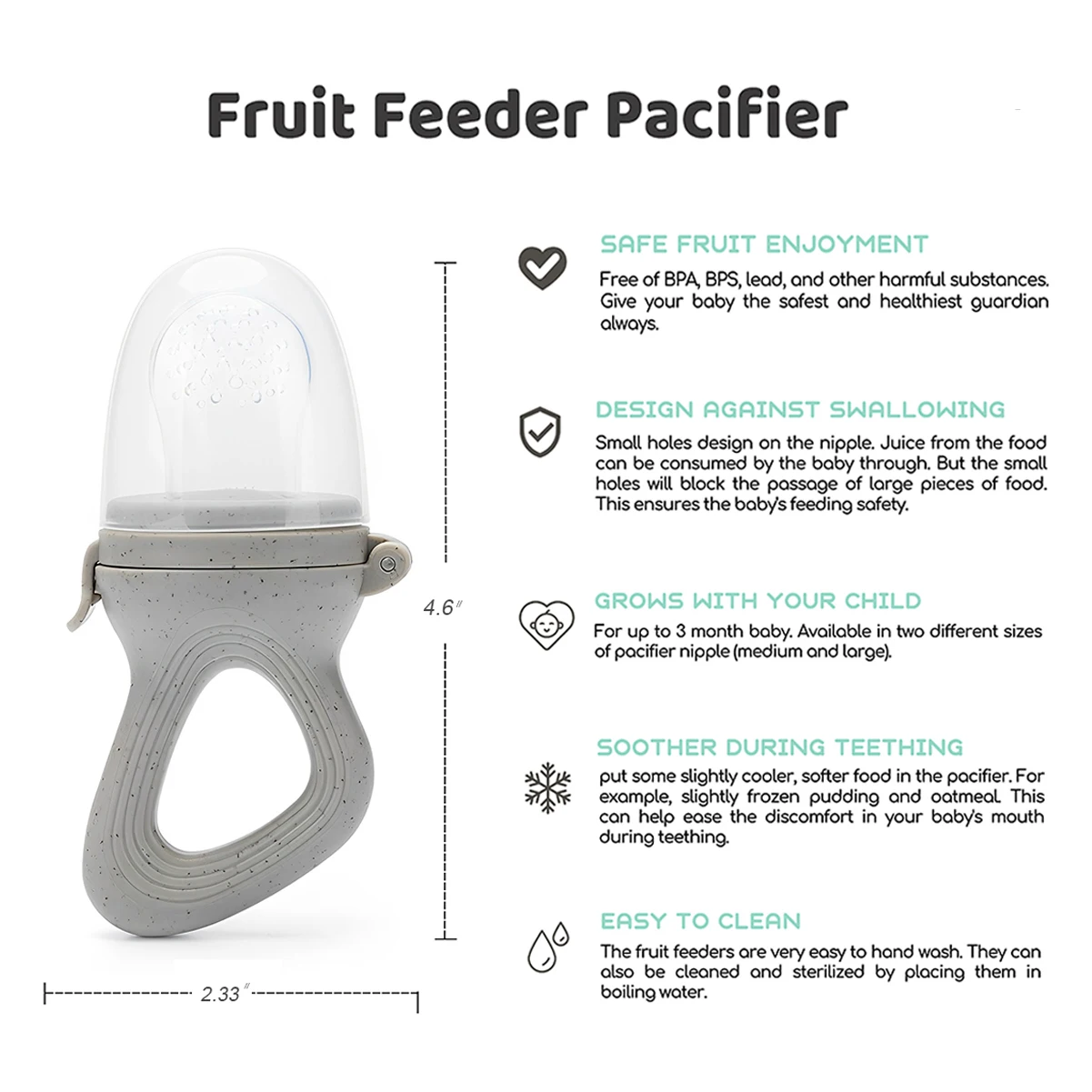 Baby Fruit Feeder Pacifier Teething with Silicone Mesh Nipple Fresh Food Complementary Feeding Accessories