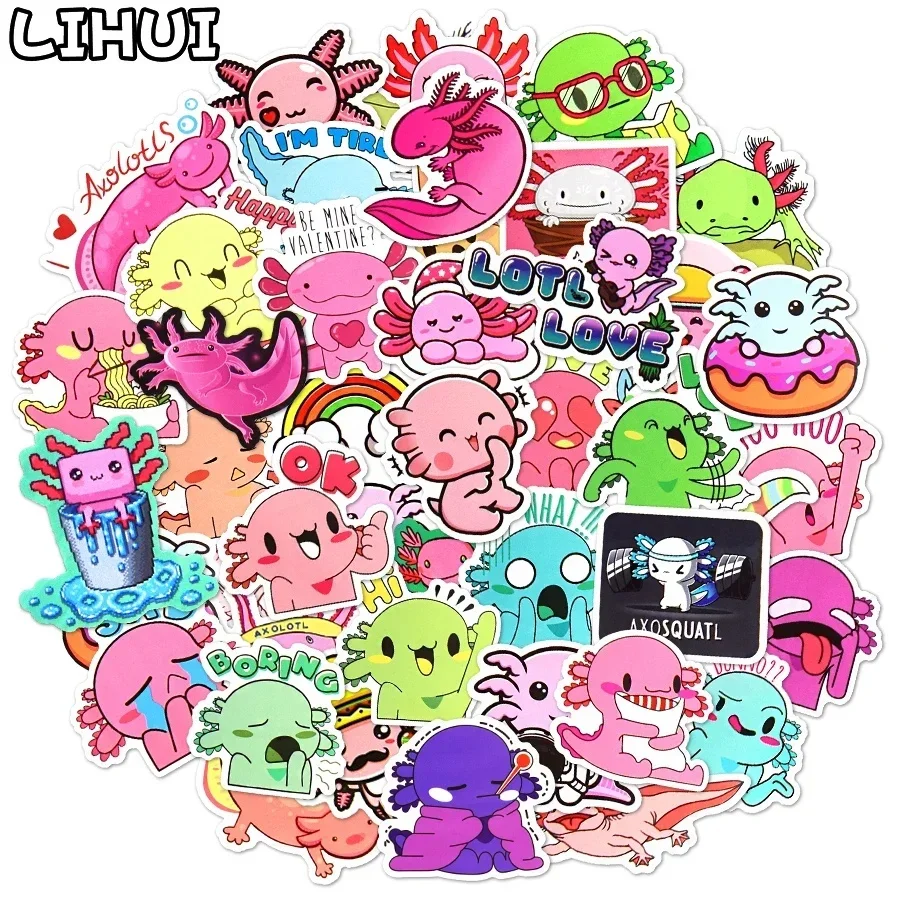 AliExpress GZQT 50 PCS Cute Animal Axolotl Cartoon Stickers for Laptop Car Bike Luggage Scrapbook Phone Decal Waterproof Sticker Pack Toys