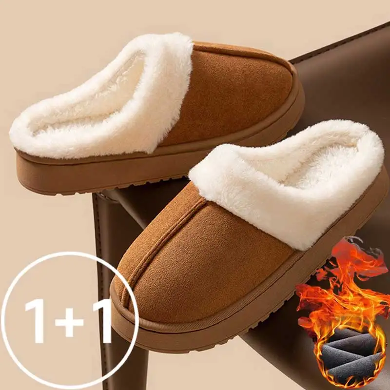 [2 pairs] women men suede fupper indoor shoes winter winter winter winter winter slippers