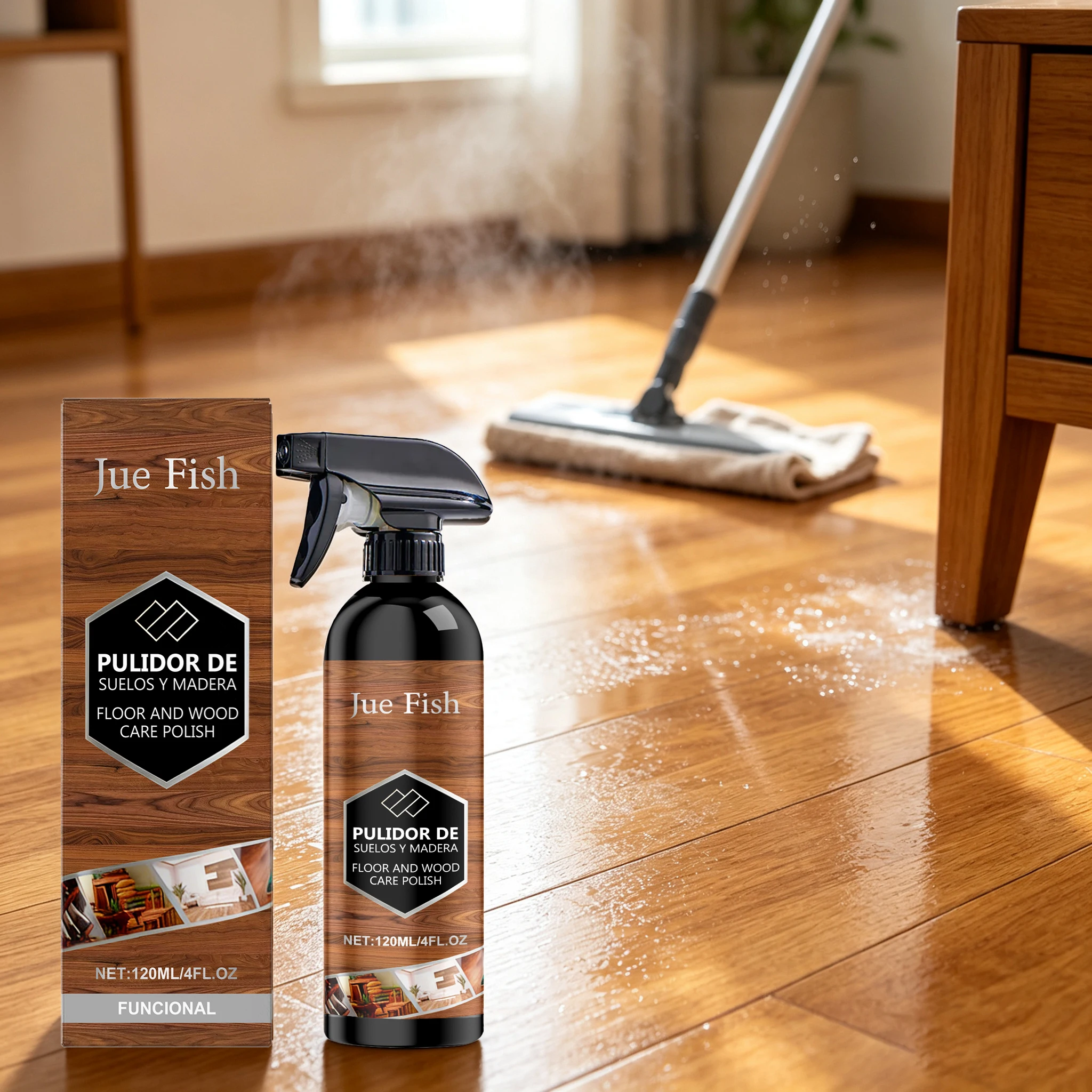 120ML Wooden Floor Cleaner Gentle Cleaning Dirts Nourishing Enhance Gloss Polishing Natural Wood Floor Care Cleaner for Daily Maintain