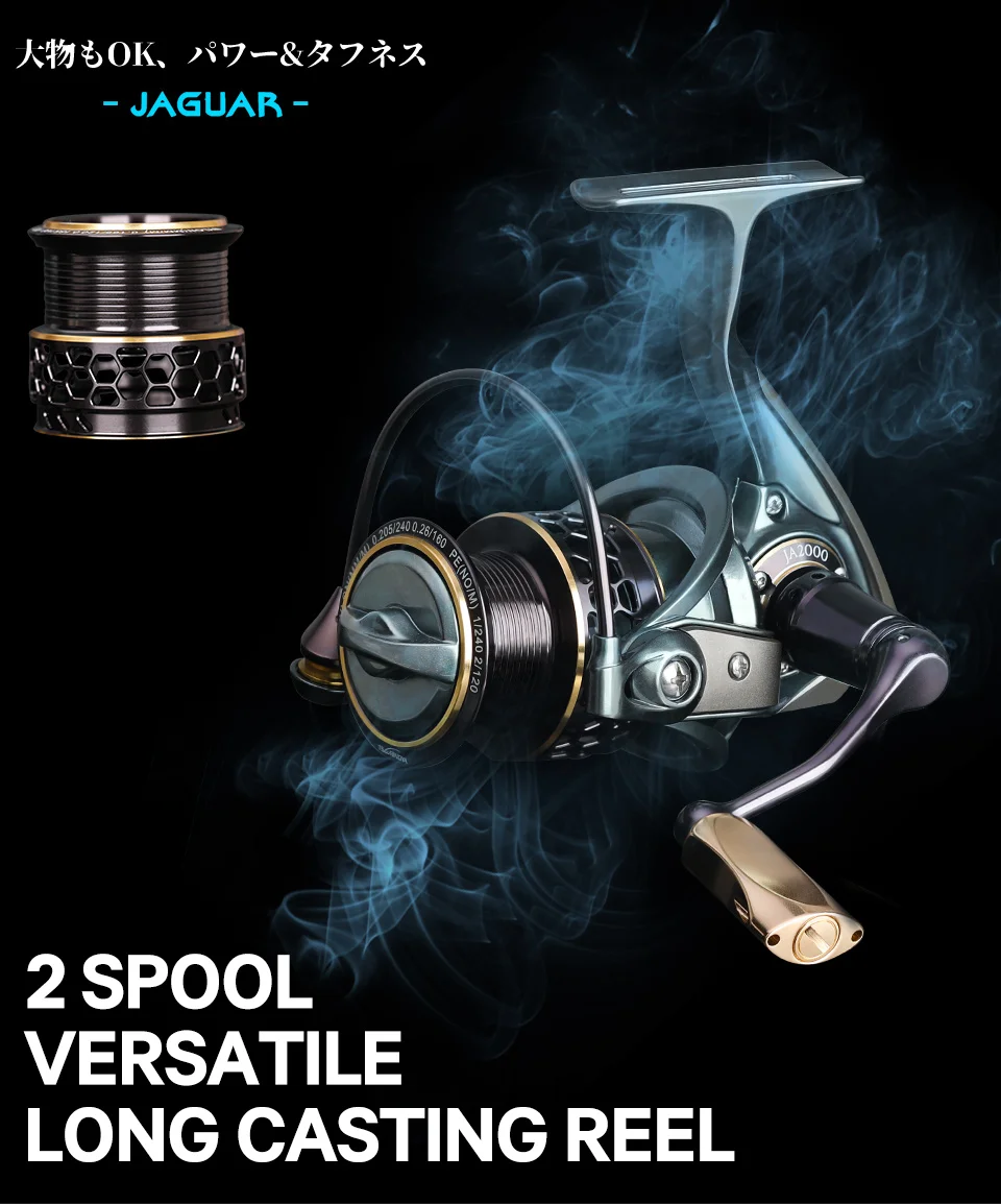 TSURINOYA 2 Spool Spinning Angeln Reel JAGUAR 1000 2000 3000 185G 6KG Max Carbon Drag Karpfen Salzwasser Reel bass Hecht Rad – Detail 3