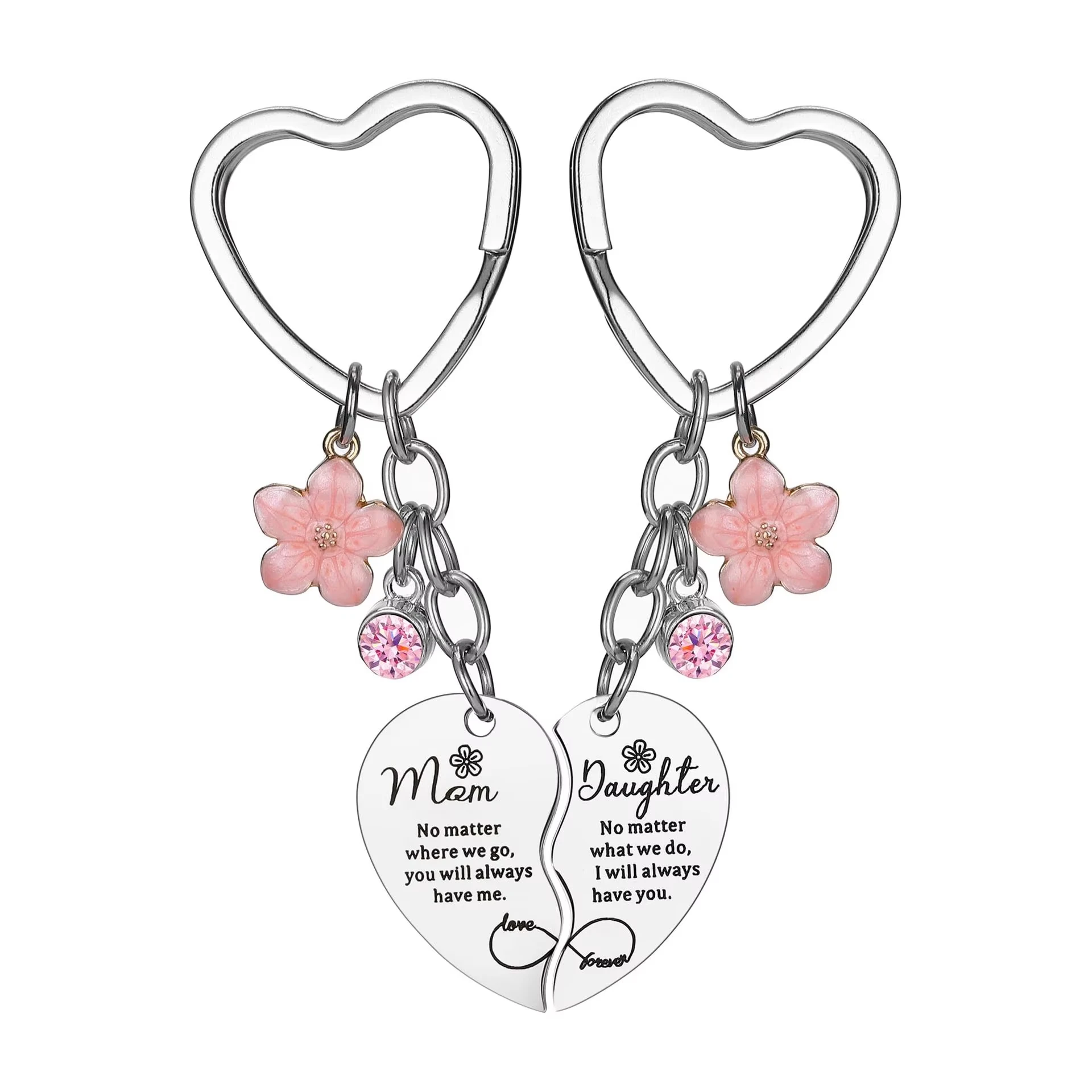 Mother's Day Gift Recommendation, Heart-Shaped Mother-Daughter Keychain Set, 2 Pieces, Memorial Gift for Mom and Daughter, Bag Charm, Bag Pendant Keychain, Keychain For Bags