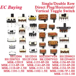 5-100Pcs Micro-power Toggle Switch DIP On/Off 1P2T SPDT SMD Toggle Slide Switch Single and Double-row Direct-inserted Horizontal