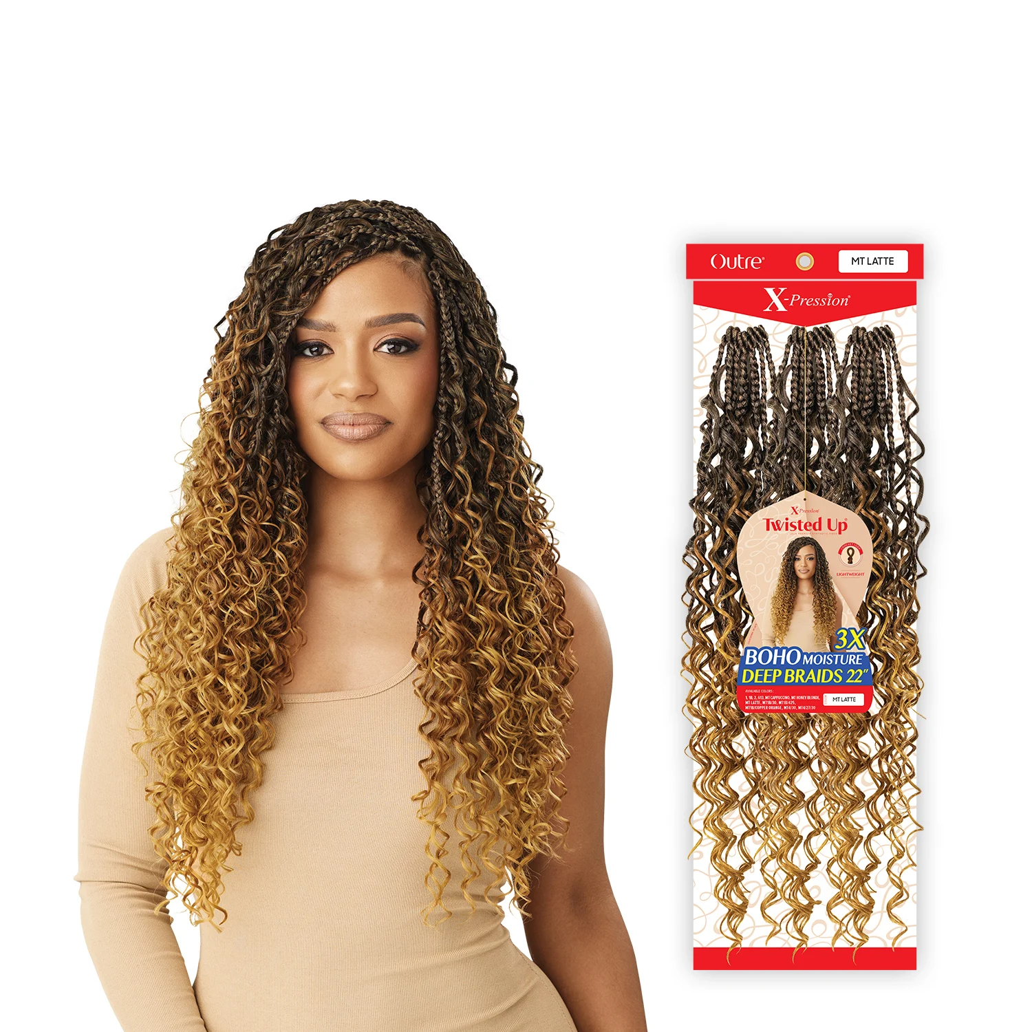 ضفائر كروشيه صناعية من Outre ضفيرة X ملتوية 3X بوهو رطوبة عميقة 22 بوصة #5