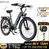 KOOLUX X2 26 inch Commuter Electric Bike 500W Motor 48V 15Ah Lithium Battery Range 40-85KM Throttle Commuter E-City Bike