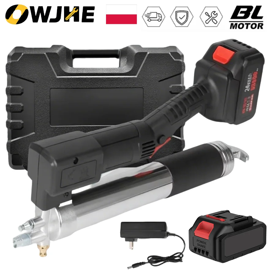 Kit de pistolet à graisse électrique sans fil 12000 PSI 600 cc, alimenté par batterie, avec 1 batterie, étui de transport et chargeur inclus
