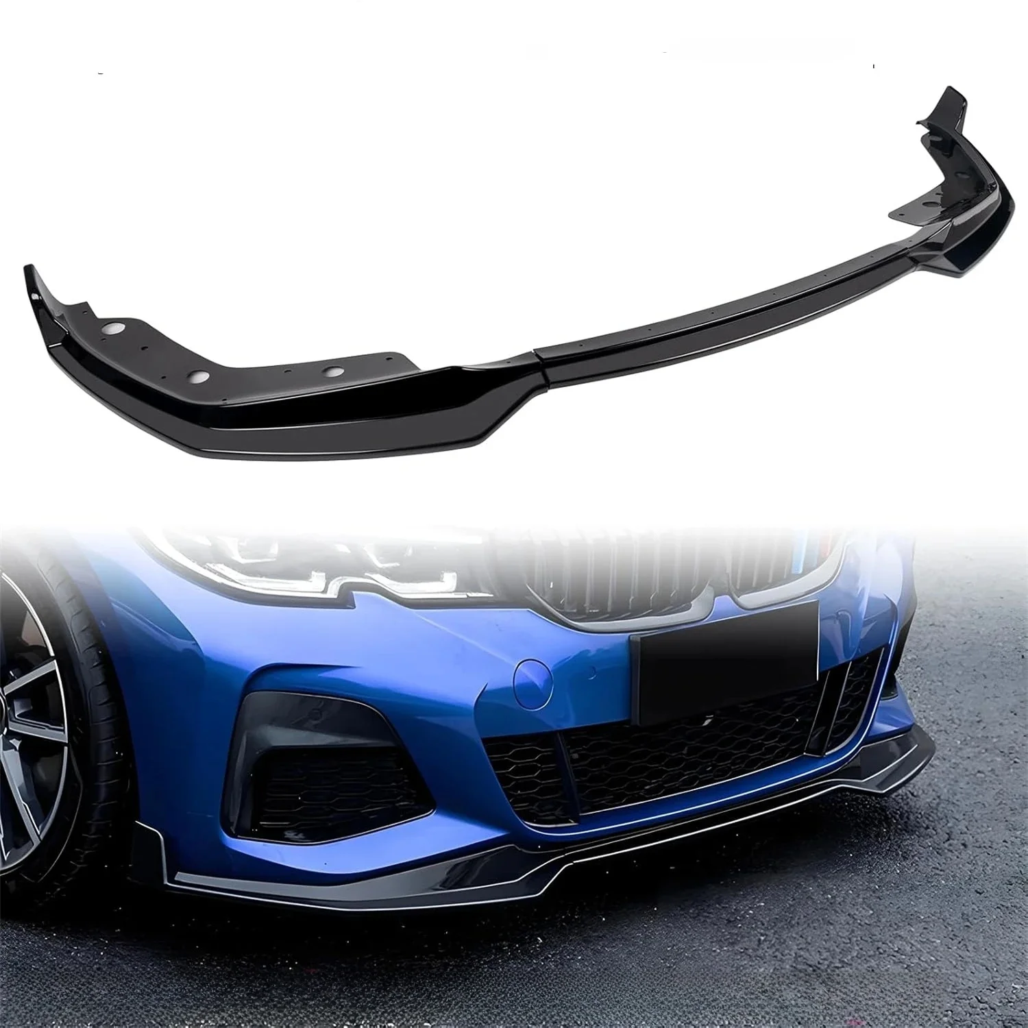 Glanzend Zwarte Auto Voorbumper Splitter Lip Voor Bmw 3 Serie G20 G21 320i 330i 2019-2022 M sport Diffuser Guard Body Kit Cover - afbeelding 2