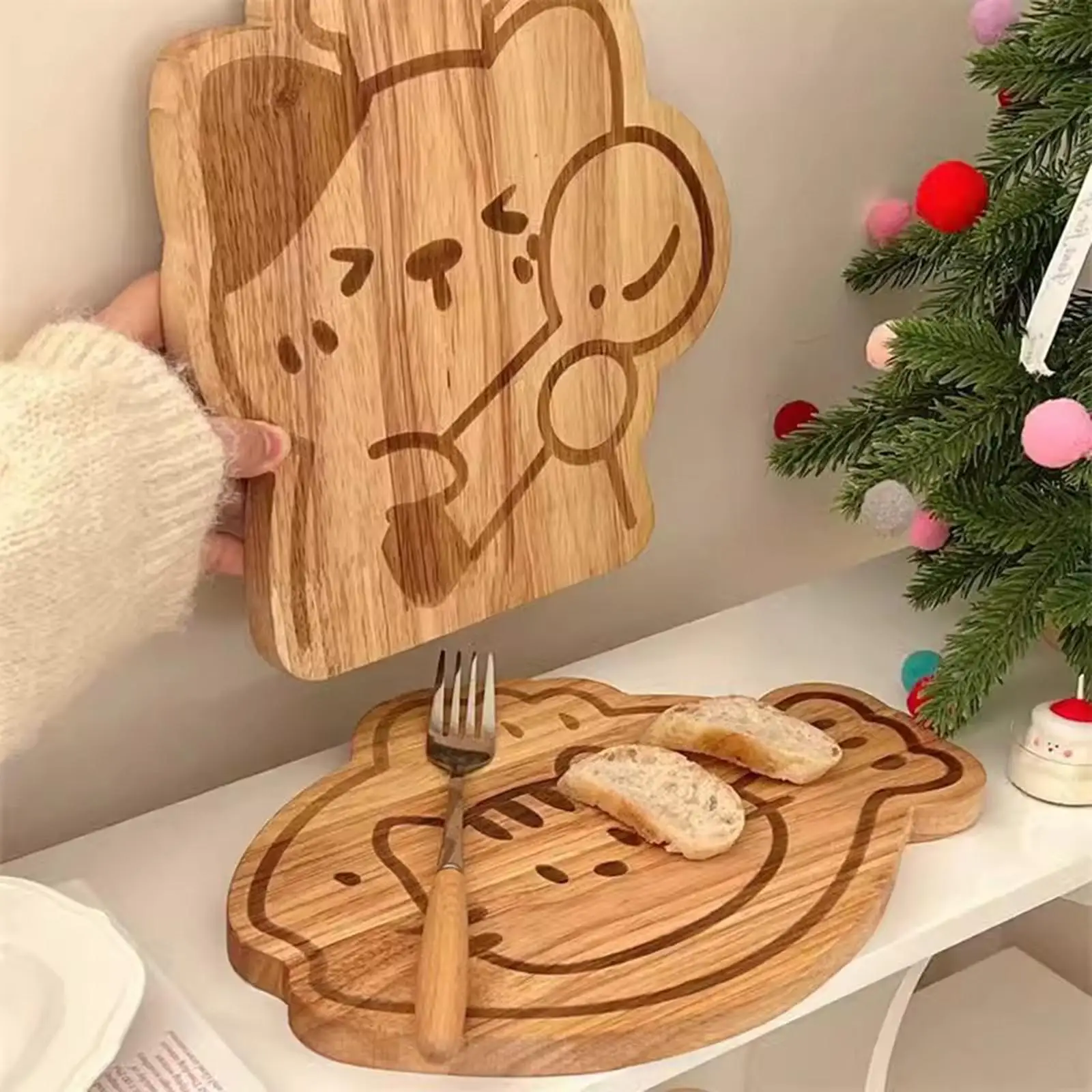 Wooden Cutting Board Kitchen Baking Utensil Cutting Serving Board Chopping Block for Food Prep Carving Meat Pizza Fruits Bread