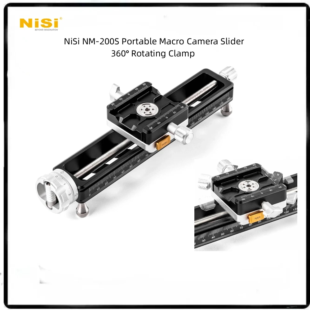 NiSi NM-200S Camera Macro Focusing Rail 1kg Precise Micro Adjustment,Arca Quick Plate 360° Rotation for Macro Photography Live