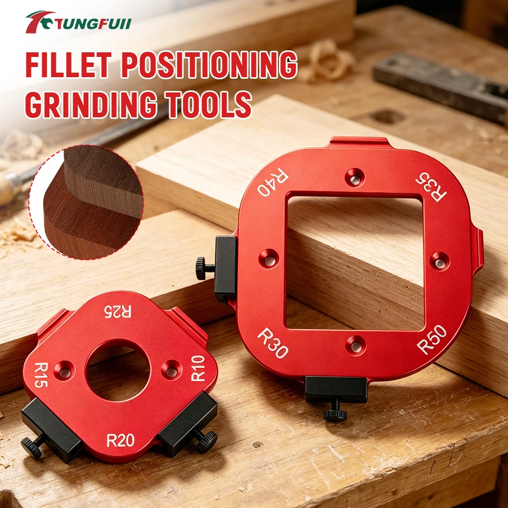 Aluminum Round Corner Radius Template 2Pcs Set Router Table Jig for Woodworking Arc Locator Wood Milling Guide Tool Size R10-R50