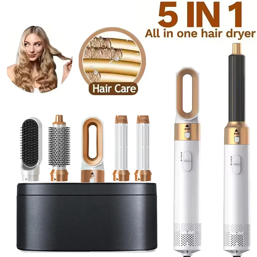 Image of 5-in-1 Elektrisches Haartrockner-Styling-Set Heimstyling-Werkzeuge Lockenstab Heißluftbürste Glätteisen Multifunktionales Friseurset
